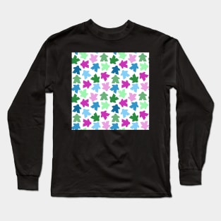 Game Night Meeples | Blue, Green, Magenta, Pink Long Sleeve T-Shirt